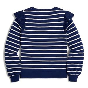 Navy Eyelet Ruffle Sweatshirt